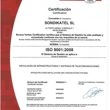 Sondikatel certificado