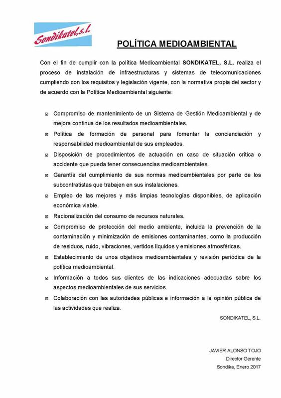 Sondikatel política medioambiental 